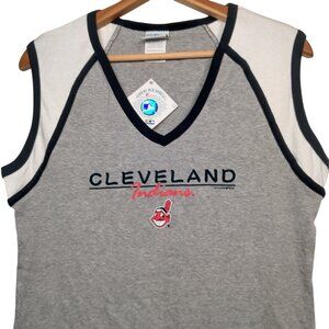 Cleveland Indians Tank Top Large Sleeveless Shirt MLB Genuine Lady Slugger Gray